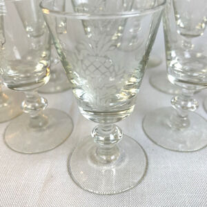 Vintage Pfaltzgraff "Heritage White" Stemware Etched Pineapple10 Glasses 4 OZ